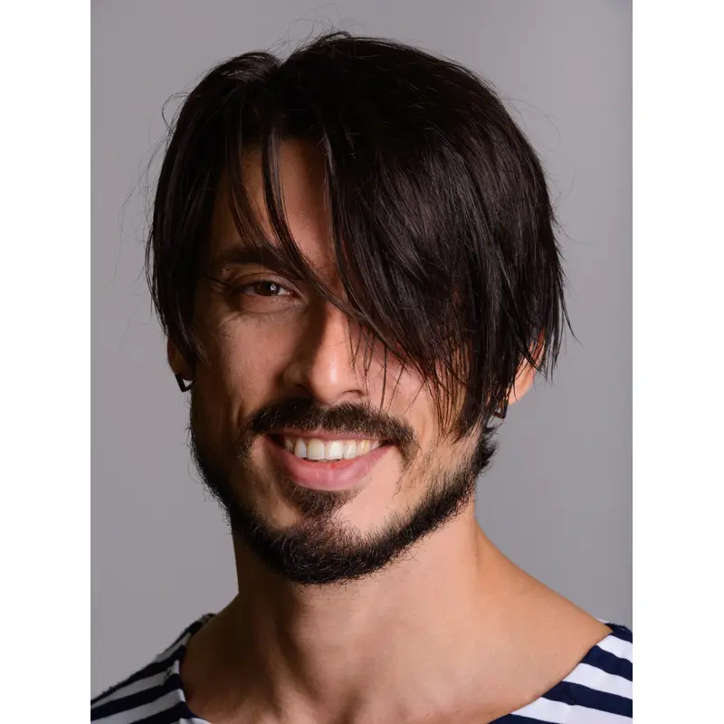 Wig Men With Bangs 6" Short Black Wigs