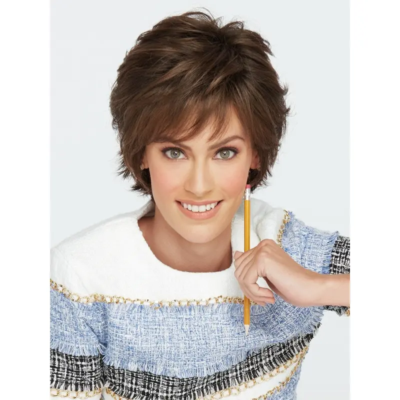 100% Hand-Tied Wavy 4" Brown Bob Short Synthetic Wigs