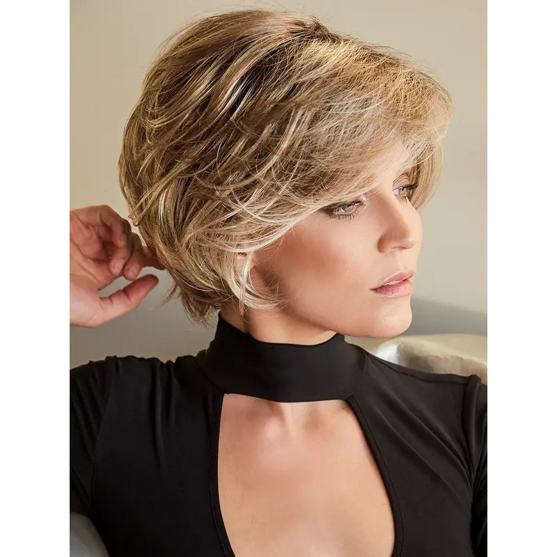 Brown Monofilament 8" Layered Stylish Synthetic Wigs