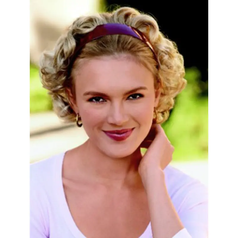 Convenient Blonde Curly Short Human Hair Wigs & Half Wigs