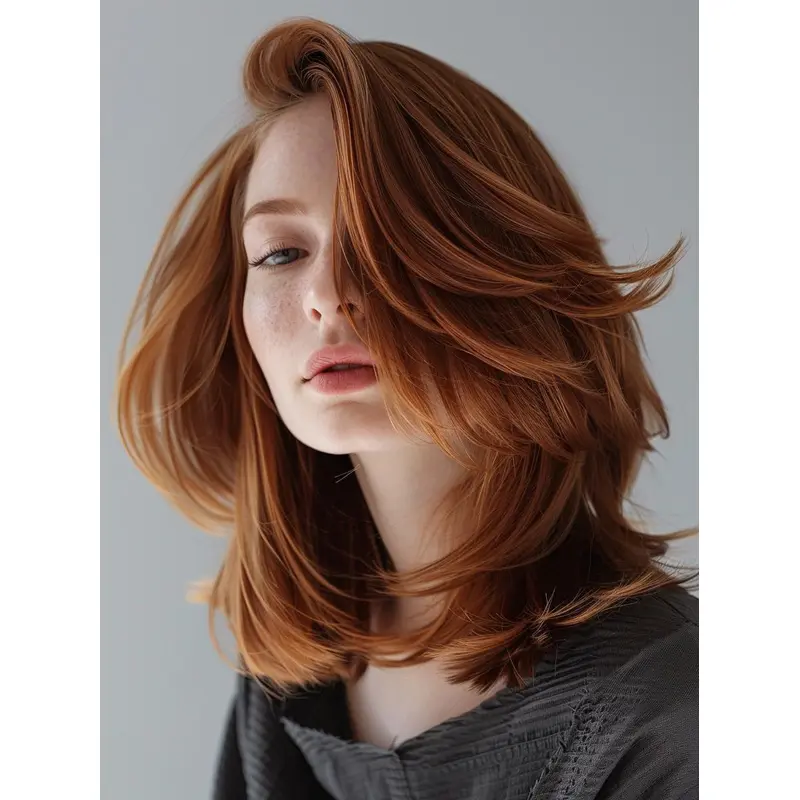 Ladies Bob Style Wigs Auburn 14" Shoulder Length Layered Wigs