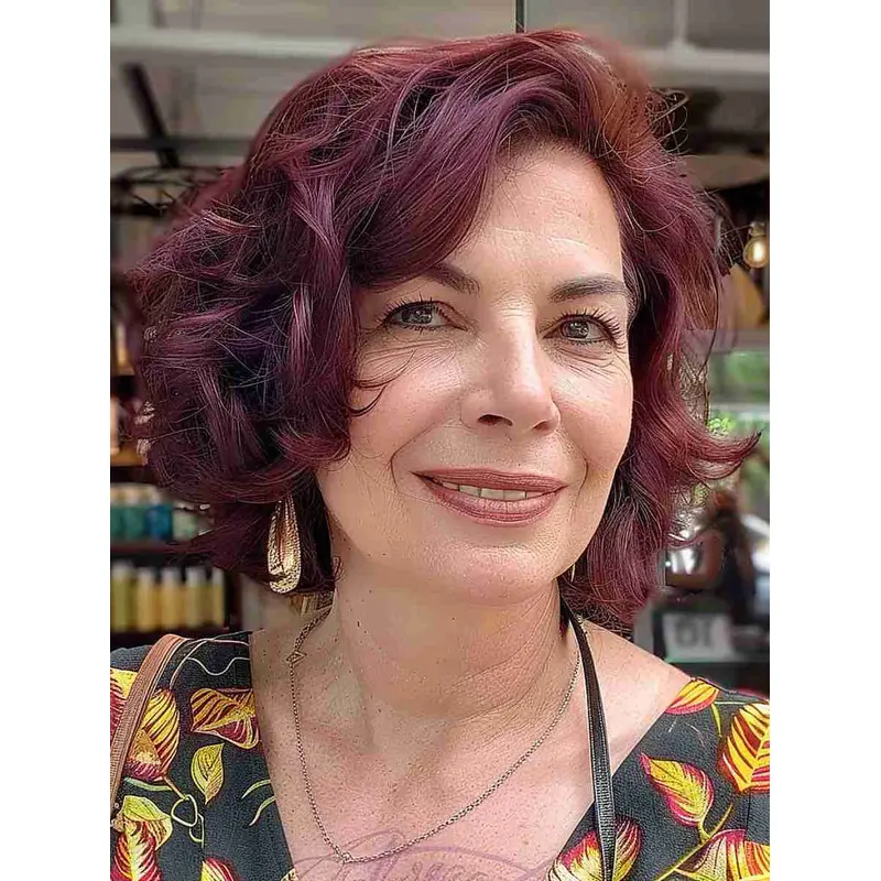 Short Wavy Bob Wig 8" Auburn Lace Front Wigs