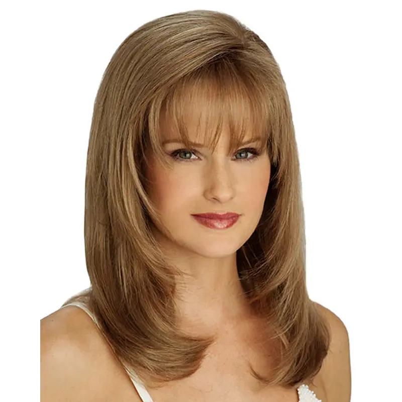 Brown Straight Synthetic Medium Wigs