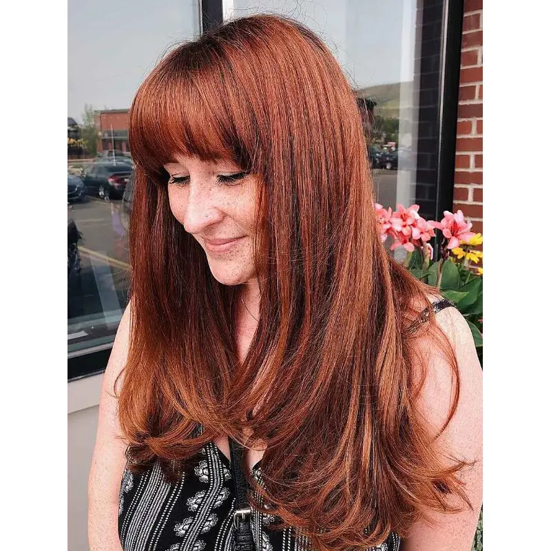 Human Hair Lace Front Wig Long Wavy Lace Front Wigs With Bangs Long Layers Wigs