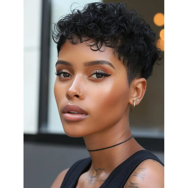 Human Hair Wig For African American Black Kinky 4" Wigs