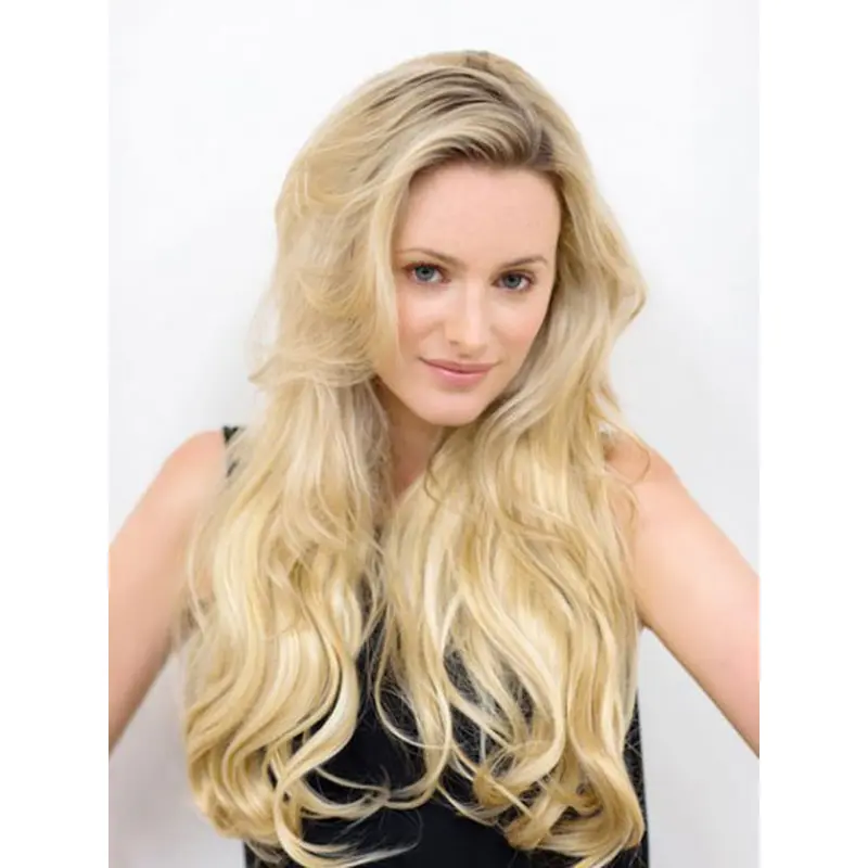 Incredible Blonde Wavy Long Human Hair Wigs & Half Wigs