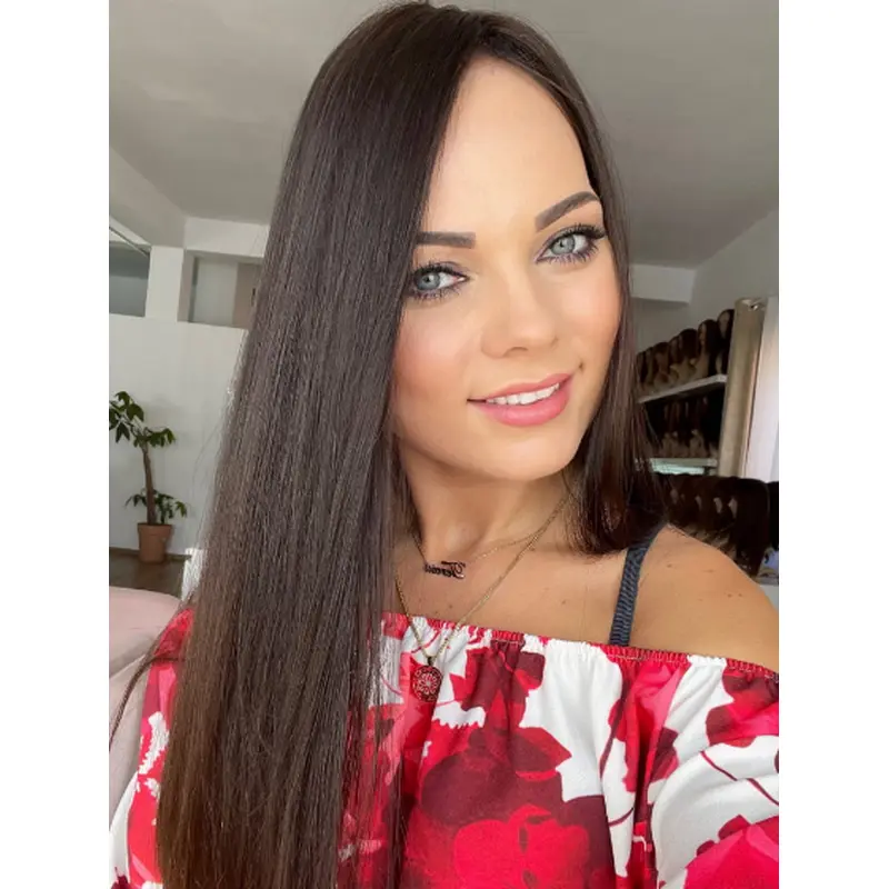 Long Straight 100% Hand-Tied Without Bangs Human Hair Female Wigs