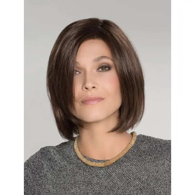Monofilament Brown Synthetic 12" Chin Length Bob Cut Wigs