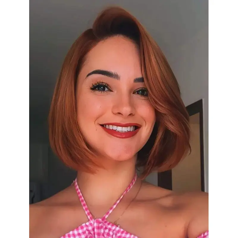 Shoulder Length Wig Lace Front Bobs Wigs Synthetic Straight Wigs