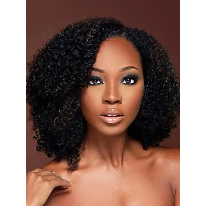 Wigs African American 12" Shoulder Length Synthetic Black Wigs
