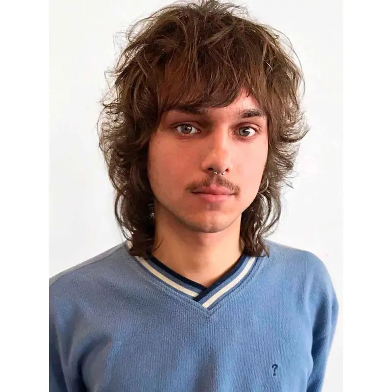 Curly Wig For Men 12" Monofilament Sythetic Wigs