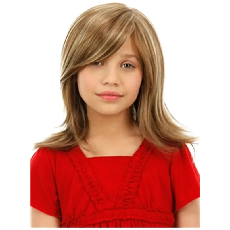 Flexibility Blonde Straight Shoulder Length Kids Wigs