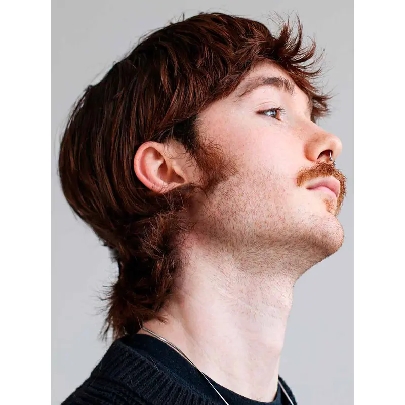 Realistic Mens Wig Sythetic Monofilament 10" Auburn Wigs