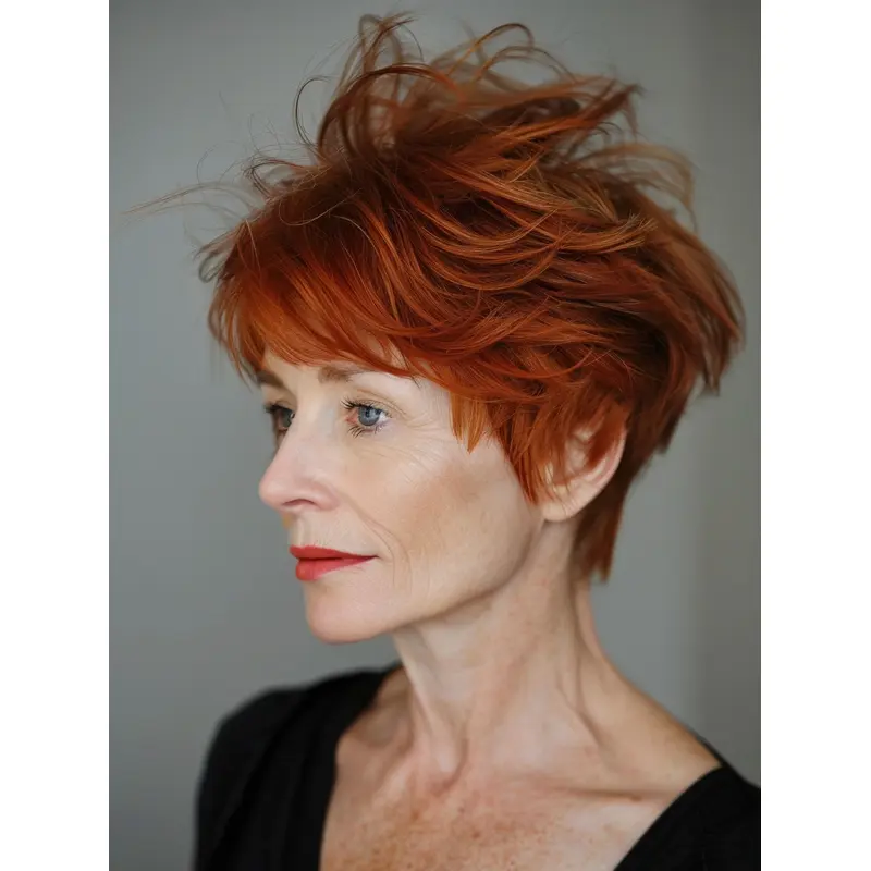 Short Synthetic Wigs Straight Boycuts Auburn Monofilament 8" Wigs