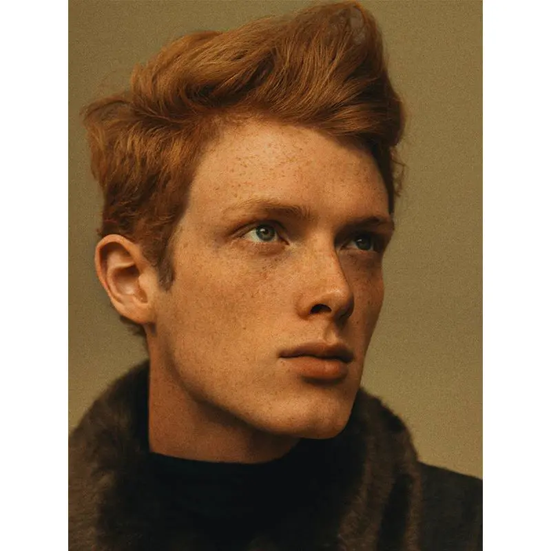 Wavy Mono Top Remy Human Hair Auburn Short Tapered Men's Wig With A Side Part