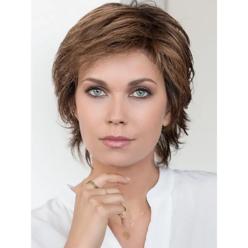 Brown Curly Layered Synthetic 100% Hand Tied Synthetic Wigs