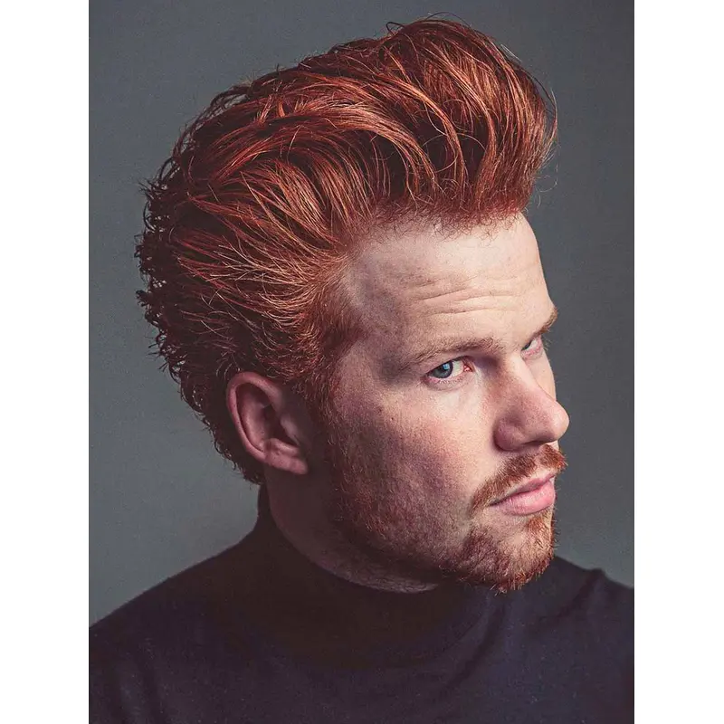 Capless Auburn Wavy Synthetic Short Messy Pomp Men Wigs