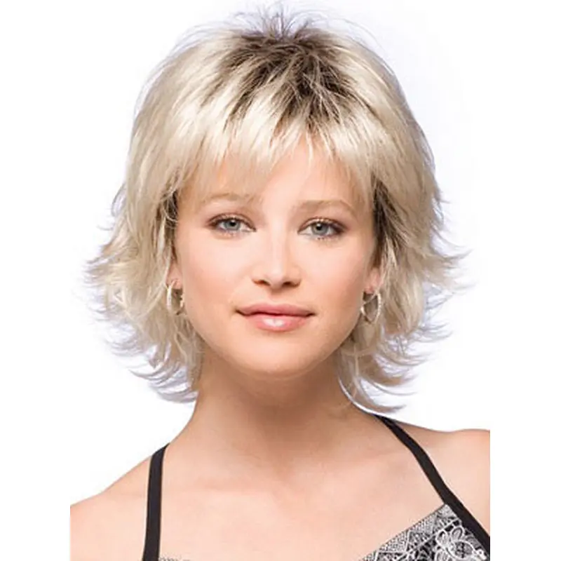 Durable Blonde Straight Chin Length Wigs For Cancer