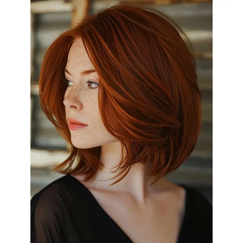 Medium Lace Front Wigs 12" Straight Layered Wigs