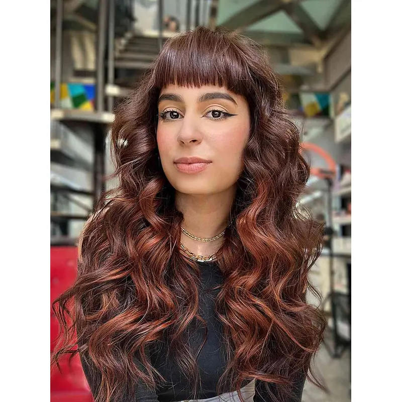 Monofilament Wavy Synthetic 20" Auburn Wig Long