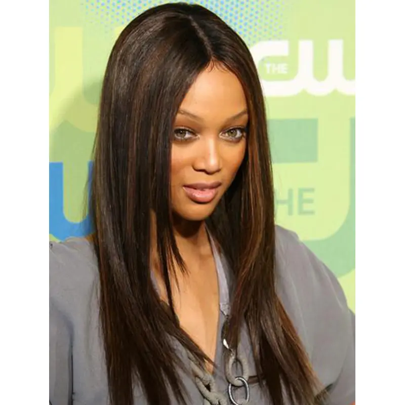 Natural Lace Front Straight Long Tyra Banks Wigs
