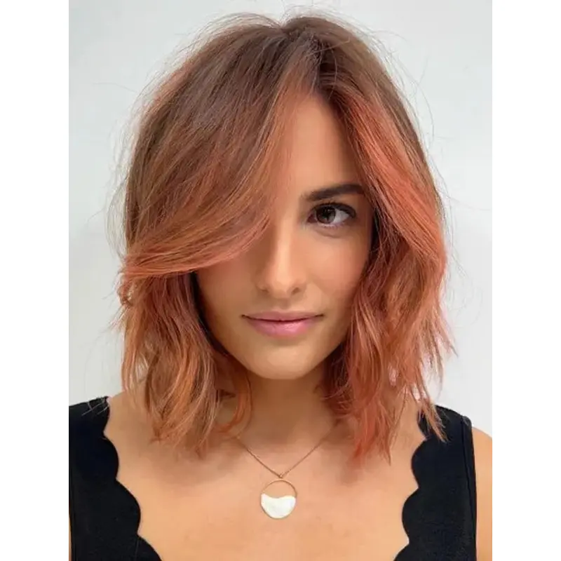 Stylish Lace Wigs Synthetic Shoulder Length Wigs Wavy Side Part Bob Wigs