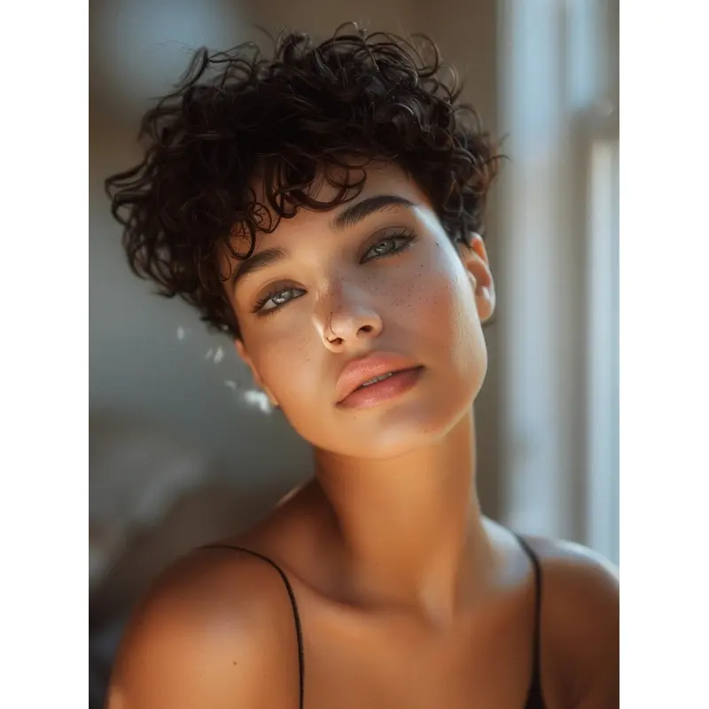 Wigs For African American Women Boycuts Synthetic Curly Wigs
