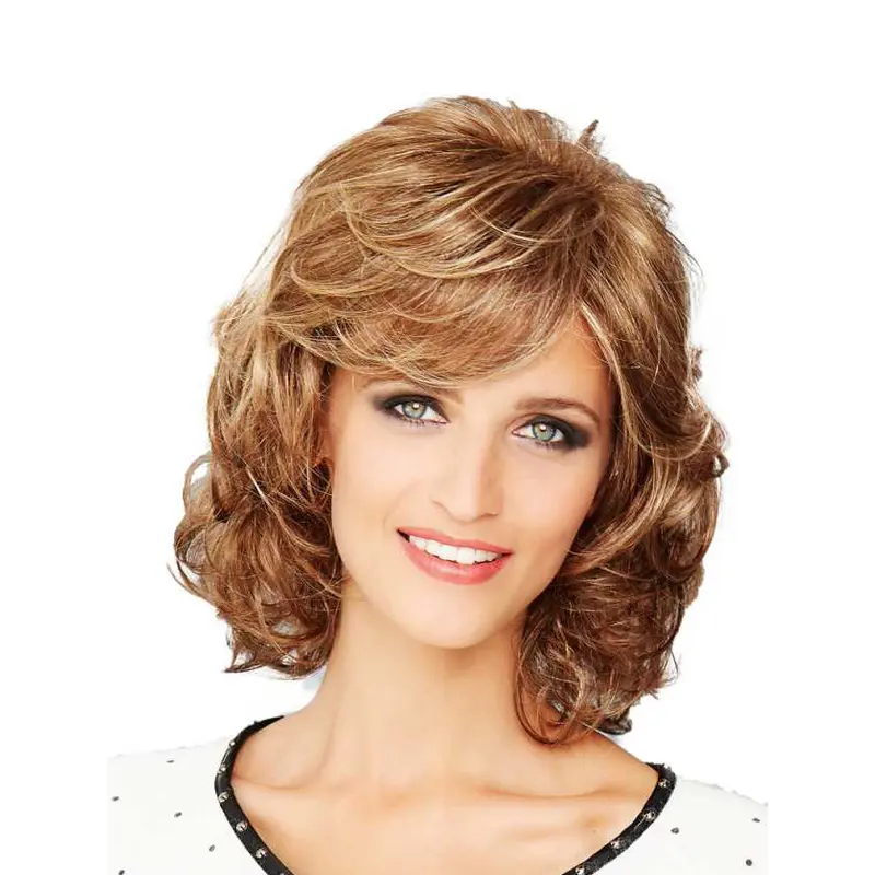 12" Chin Length Wavy Brown Hand-Tied Wigs Style