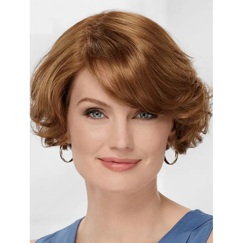 8" Wavy Capless Auburn Exquisite Hairstyles For Short Hair