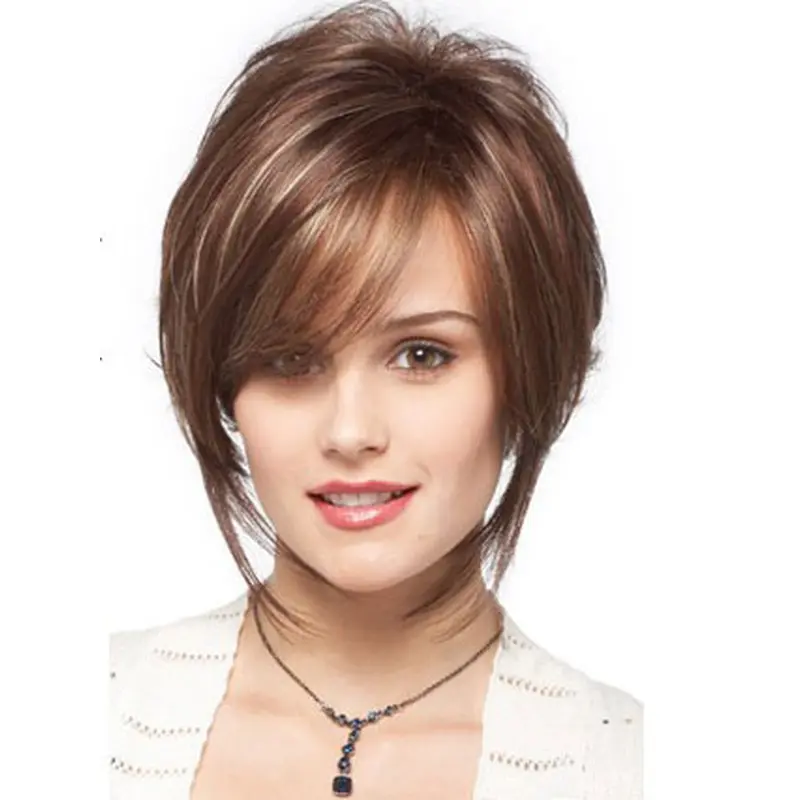 Brown Designed Bobs Wavy Short Wigs