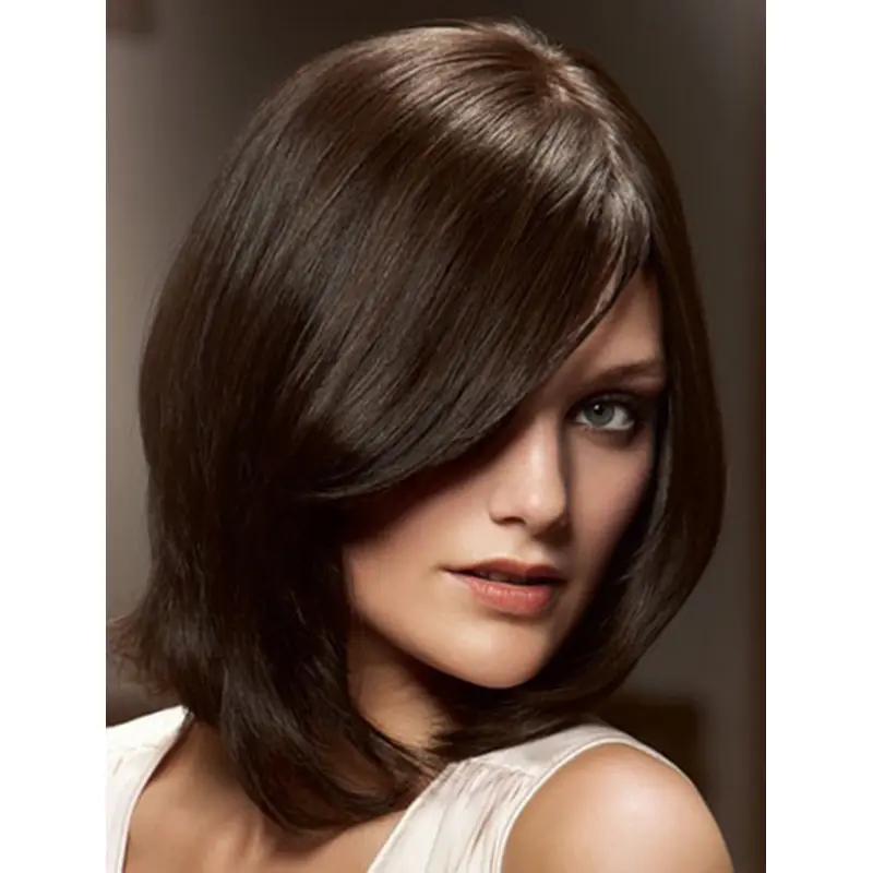 Gentle Lace Front Straight Chin Length Remy Human Lace Wigs