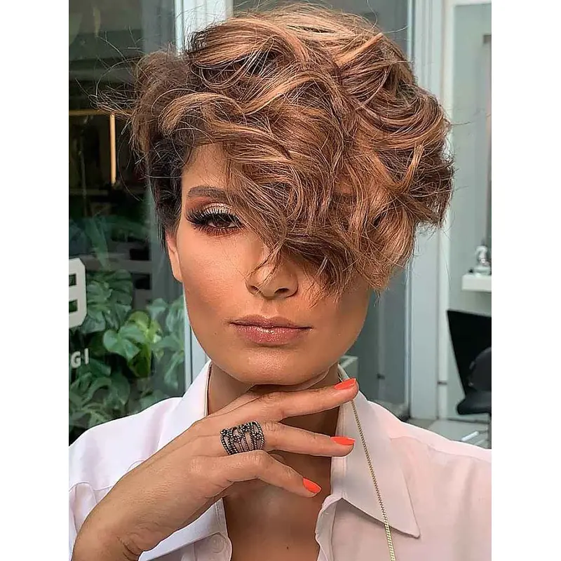 Short Curly Wig For Women Suitable Synthetic Auburn Pixie Cut Best Short Wigs
