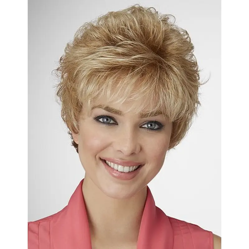 Affordable Blonde Curly Cropped Synthetic Wigs