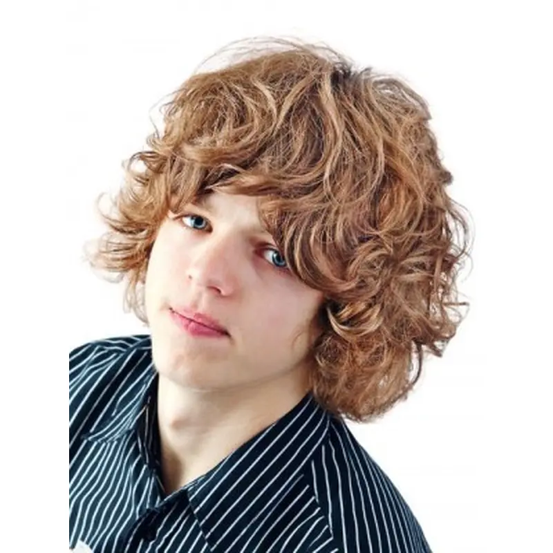 Beautiful Blonde Wavy Chin Length Men Wigs