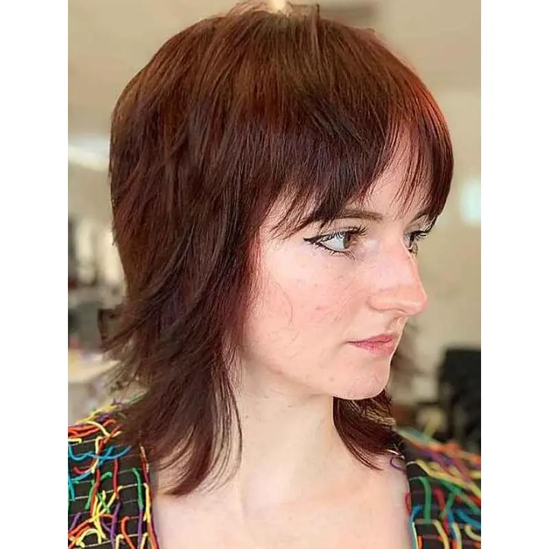 Ladies Wigs Straight Lace Front Auburn Wigs Synthetic With Bangs Bob Wigs