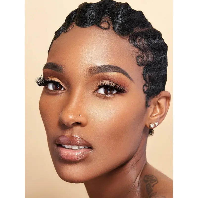 Short Curly Afro Wigs For African American 4" Boycuts Monofilament Wigs