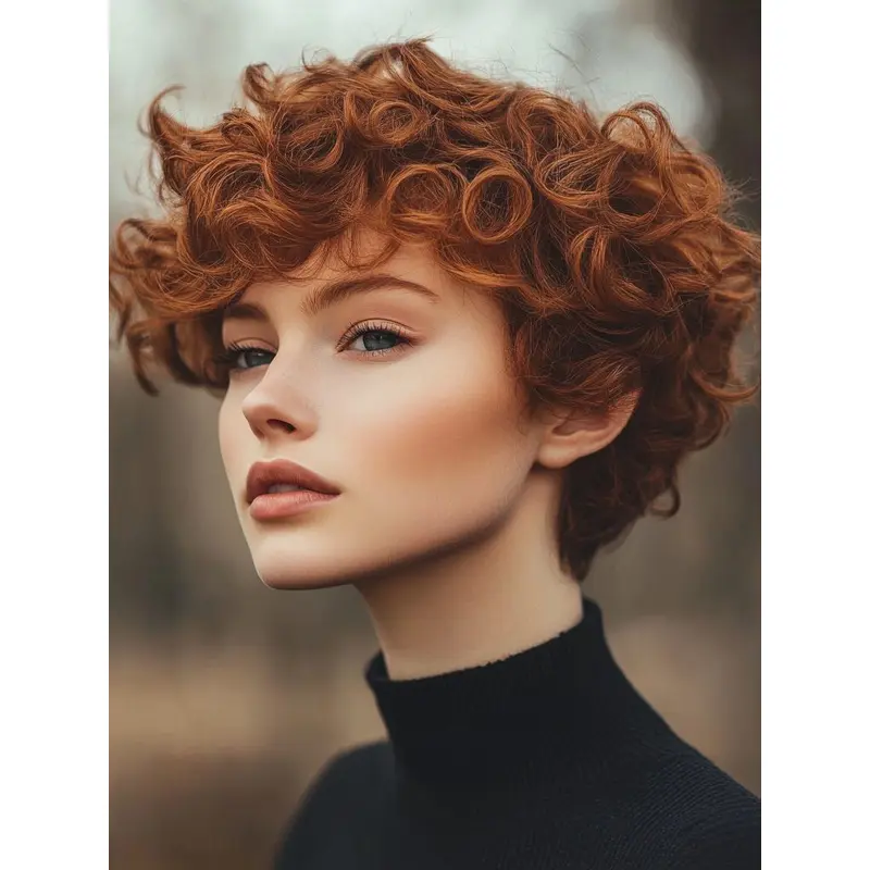 Short Hair Styles Wigs 8" Bobs Auburn Curly Lace Front Wigs