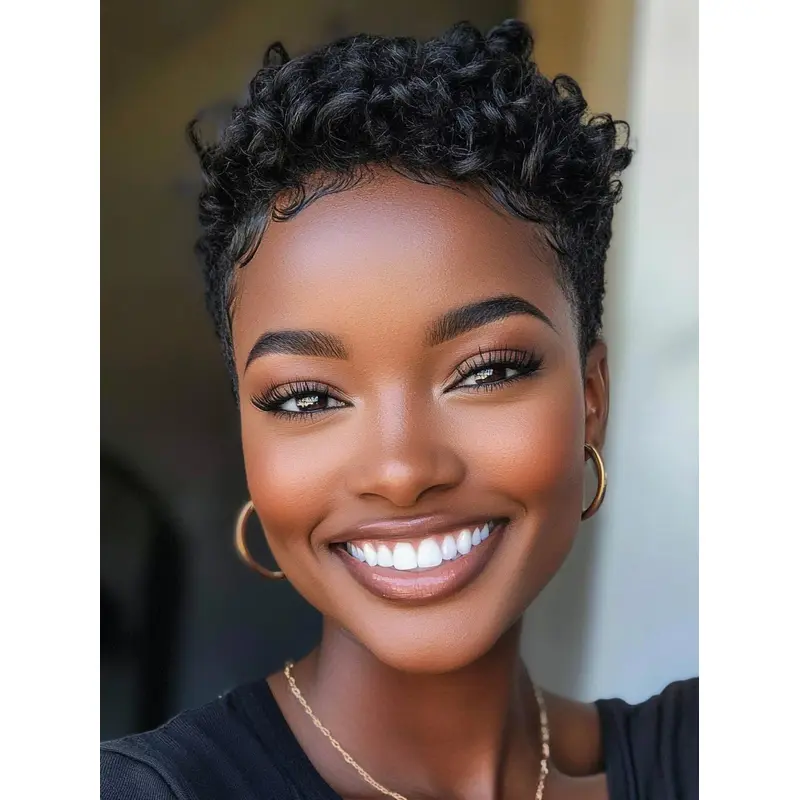 African American Wigs For Small Heads 4" Monofilament Remy Human Hair Boycuts Wigs