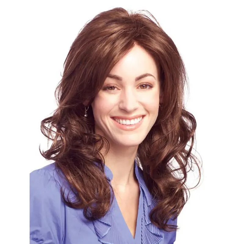 Cool Auburn Wavy Synthetic Long Wigs