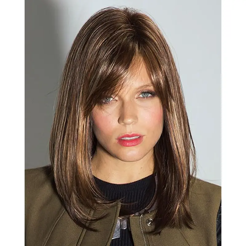 Graceful Brown Straight Shoulder Length Synthetic Wigs