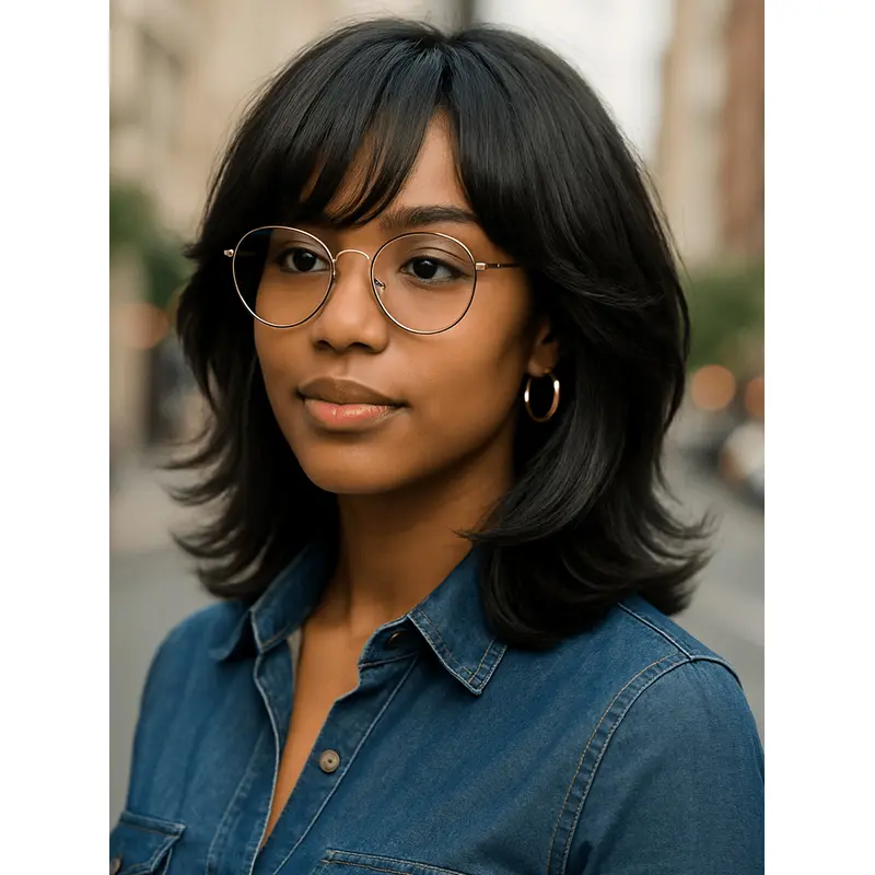 Human Hair Wigs With Bangs For African American Black With Bangs Wigs