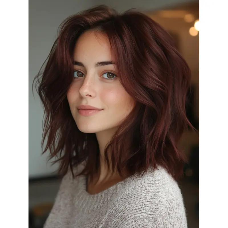 Medium Length Bob Wig 12" Wavy Lace Front Synthetic Wigs