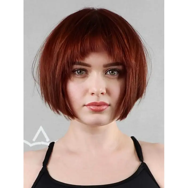 Short Auburn Wigs Bobs 8" Lace Front Wigs