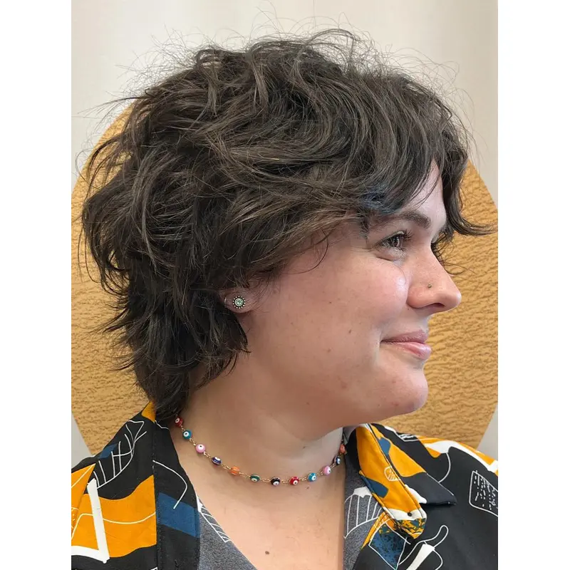 Short Curly Natural Wigs Lace Front 8" Layered Wigs