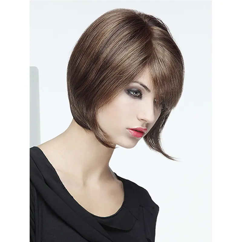 10" Straight Monofilament Brown Synthetic Chin Length Bob Style Wig