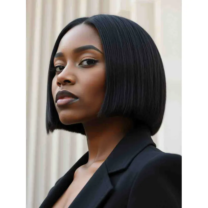 African American Medium Length Wigs 10" Black Lace Front Wigs