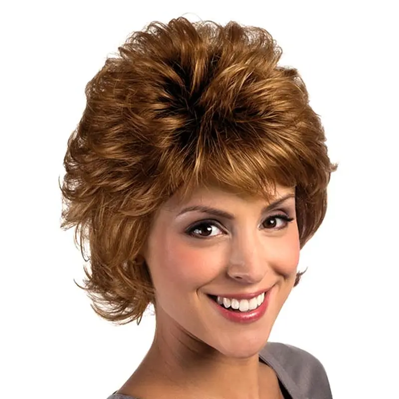 Auburn Curly Synthetic Graceful Short Wigs