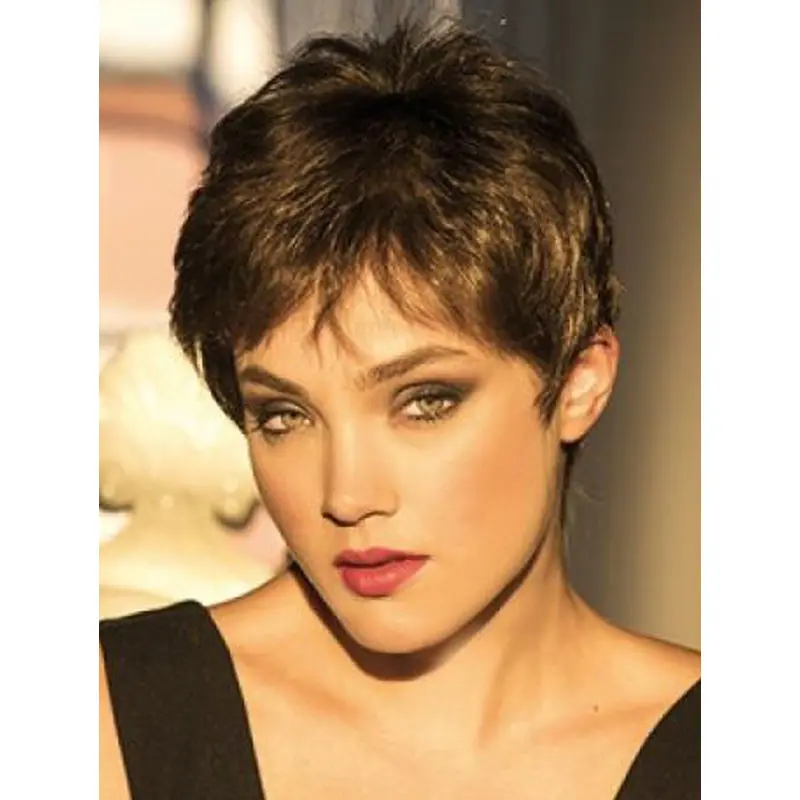 Boycuts Synthetic Brown Straight 6" Ladies Monofilament Wigs
