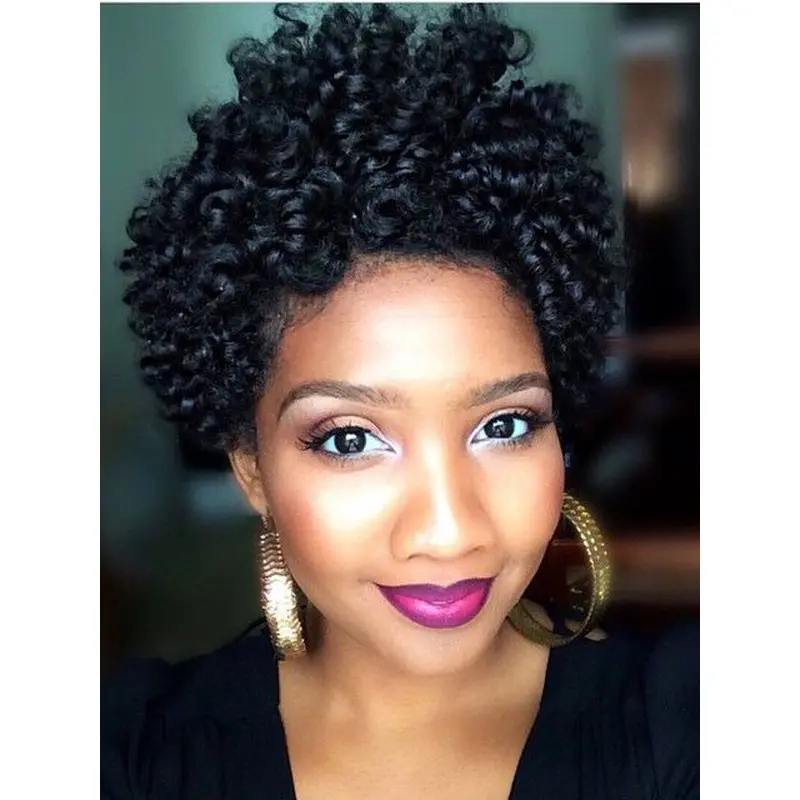 Short African American Wigs 4" Boycuts Monofilament Wigs