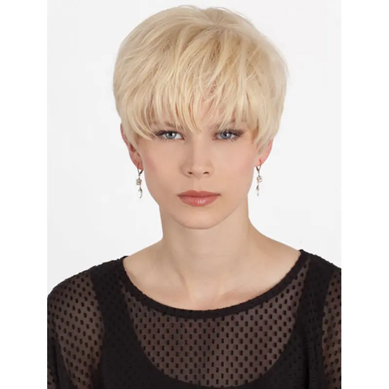 Stylish Monofilament Boycuts Blonde Short Wigs